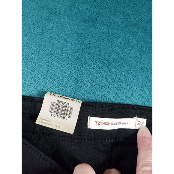 Levis 721 Jeans Size 4 Womens Black Pants Stretch Denim High Rise Skinny NWT - Picture 6 of 16